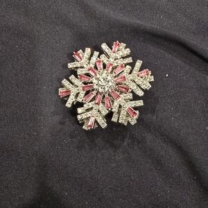 Elegant Pink and Silver Snowflake Brooch Upcyled Pen Topper
